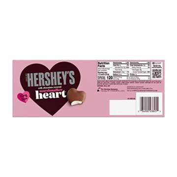 HERSHEY'S Milk Chocolate Covered Marshmallow Heart, Valentine's Day Candy Packs, 2.2 oz (24 Count)