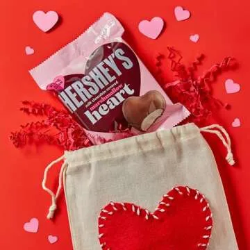 HERSHEY'S Milk Chocolate Covered Marshmallow Heart, Valentine's Day Candy Packs, 2.2 oz (24 Count)
