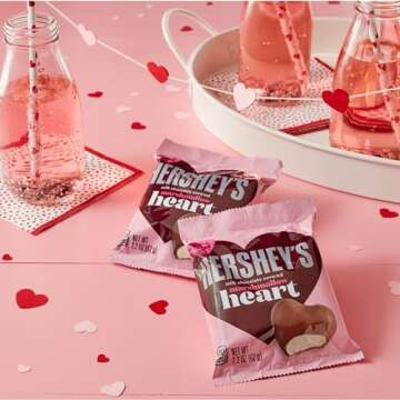 HERSHEY'S Milk Chocolate Covered Marshmallow Heart, Valentine's Day Candy Packs, 2.2 oz (24 Count)
