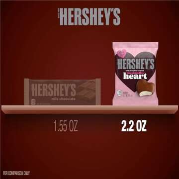 HERSHEY'S Milk Chocolate Covered Marshmallow Heart, Valentine's Day Candy Packs, 2.2 oz (24 Count)