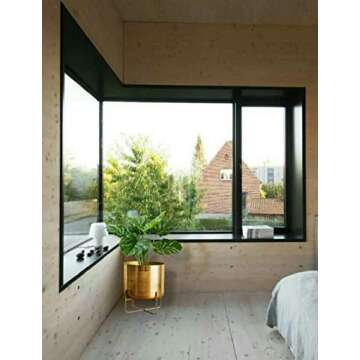 Serene Spaces Living Gold Planter with Detachable Stand – Modern Mid-Century Metal Pot for Indoor Plants – Decorative Flower Pot Holder for Living Room, Kitchen, Office, 14" Diameter & 23" Tall