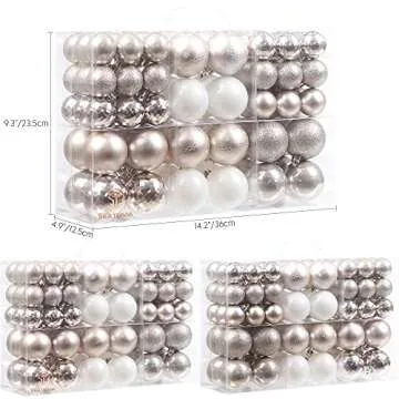 Sea Team Rose Gold Christmas Ball Ornaments Set - 86 Shatterproof Decorative Baubles for Holiday Tre...