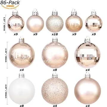 Elegant Rose Gold Christmas Ball Ornaments Set 86 Pieces