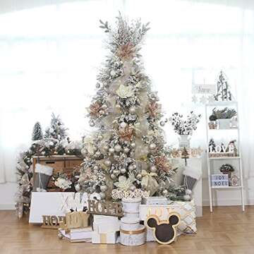 Sea Team 86 Pieces of Assorted Christmas Ball Ornaments Shatterproof Seasonal Decorative Hanging Baubles Set with Reusable Hand-held Gift Package for Holiday Xmas Tree Decorations, Champagne