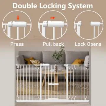 WAOWAO Baby Gate with Cat Door 52.75-62.2" Extra Wide Pressure Mount Metal Dog Gate, Walk Through Swing Auto Close White Safety Child Gate with Pet Door for Kitten Stairs,Doorways,Kitchen,Hallway