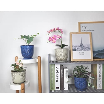 Gepege 6 Inch Ceramic Plant Pot Set with Drainage