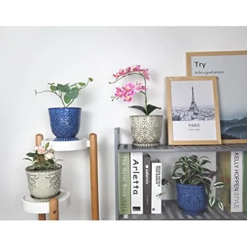 Gepege 6 Inch Ceramic Plant Pot Set with Drainage