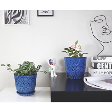 Gepege 6 Inch Ceramic Plant Pot Set with Drainage