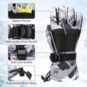 Ski Gloves, Warmest Waterproof and Breathable Snow Gloves for Cold Weather, Fits Both Men & Women,fo...