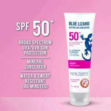 Bundle of Blue Lizard BABY Mineral Sunscreen with Zinc Oxide, SPF 50+, 5 oz. Tube + Blue Lizard BABY Mineral Sunscreen Stick with Zinc Oxide, SPF 50+