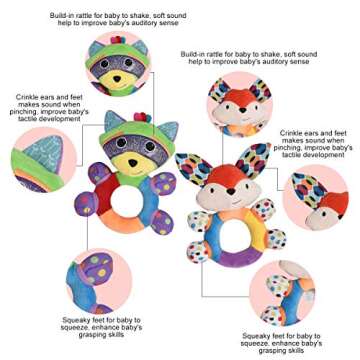 HAHA Baby Teething Rattle Toys, Infant Girl Boy Learning Toy Newborn Soft Handbell Grab Shaker Crink...