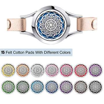 1 Piece Essential Oil Diffuser Bracelet Aromatherapy Locket Bracelet Jewelry with 2 Leather Bands an...