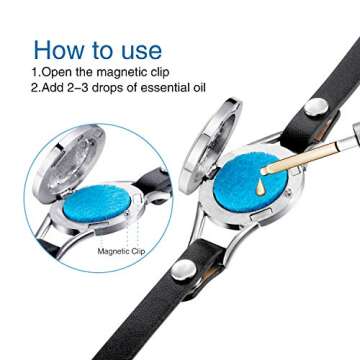 1 Piece Essential Oil Diffuser Bracelet Aromatherapy Locket Bracelet Jewelry with 2 Leather Bands and 15 Color Pads, Gift for Women Girls Mom at Christmas Birthday and Anniversaries (Flower)