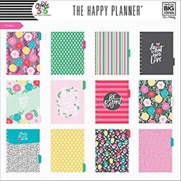 The Happy Planner 12 Month Box Kit - Big Flower Pop Planner Kit - 1 Twelve Month Undated Big Planner - 5 Sheets of Stickers - 1 Pen - 1 Magnetic Bookmark - 3 Sticky Note Pads - 1 Pocket Folder
