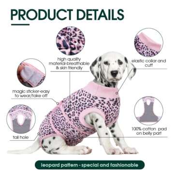 Kuoser Dog Surgery Recovery Suit, Recovery Suit for Female Male Dogs, Dog Onesie After Surgery Spay Neuter, Anti-Licking Pet Surgical Recovery Snugly Suit, Bodysuit for Abdominal Wounds Skin Disease