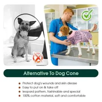 Kuoser Dog Surgery Recovery Suit, Recovery Suit for Female Male Dogs, Dog Onesie After Surgery Spay Neuter, Anti-Licking Pet Surgical Recovery Snugly Suit, Bodysuit for Abdominal Wounds Skin Disease