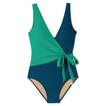 SUMMERSALT The Perfect Wrap One Piece Swimsuit, Seaglass/Seaweed, 6