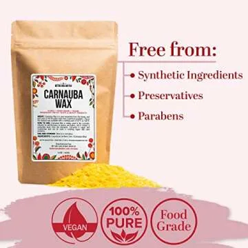Carnauba Wax | For Wood, Furniture and Leather Finishing | Use in Homemade Balms and Other Skin Care | 100% Pure Carnauba Wax Flakes | Food Grade | Vegan Wax | 1 LB (16 oz) by Better Shea Butter
