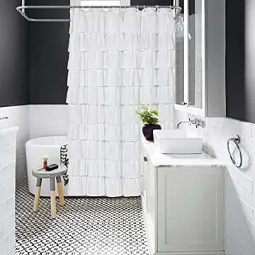 Elegant Volens White Ruffle Shower Curtain for Every Bathroom