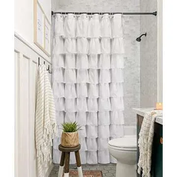 Elegant Volens White Ruffle Shower Curtain for Every Bathroom