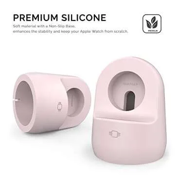 AhaStyle iWatch Stand Silicone Charging Dock Holder for Apple Watch Ultra 2, Ultra, SE2, Series SE, 7 6 5 4 3 2 1 (45/44/42/41/40/38mm), (Pink)