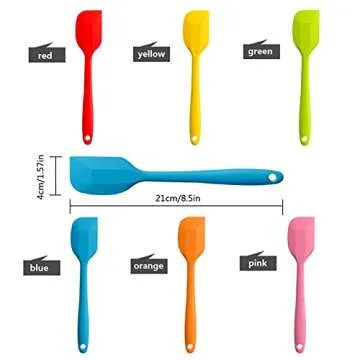 8 Pieces Silicone Spatulas,8.5 inch Non-stick Spatulas with Stainless Steel Core,Heat Resistant-500℉, One Piece Design,Food Grade Silicone, Dishwasher Safe, for Mixing,Cooking,Baking (8.5 inch)