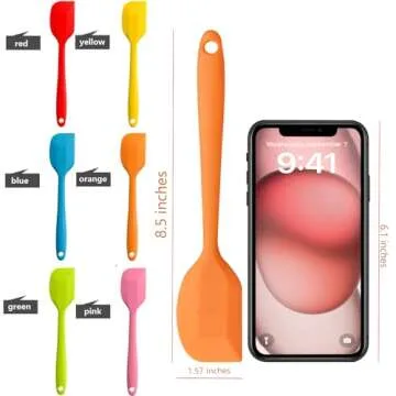 8 Pieces Silicone Spatulas,8.5 inch Non-stick Spatulas with Stainless Steel Core,Heat Resistant-500℉, One Piece Design,Food Grade Silicone, Dishwasher Safe, for Mixing,Cooking,Baking (8.5 inch)