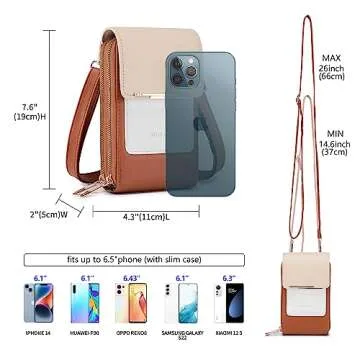 Roulens Small Crossbody Bag Cell Phone Purse for Women, Leather Shoulder Bag Wallet Purse with Credi...