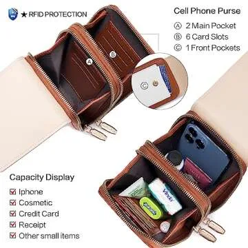 Roulens Small Crossbody Bag Cell Phone Purse for Women, Leather Shoulder Bag Wallet Purse with Credit Card Slots