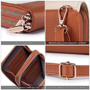 Roulens Small Crossbody Bag Cell Phone Purse for Women, Leather Shoulder Bag Wallet Purse with Credit Card Slots