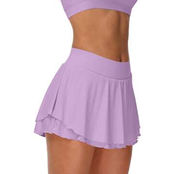 UrKeuf Women's Tennis Skirts with Pockets Flowy Cute Mini Casual Skirt Activewear Sports Skort Inner...