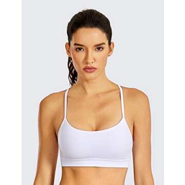 CRZ YOGA Y Back Womens Sports Bra - Padded Racerback Spaghetti Thin Strap Low Impact Workout Sexy Lo...