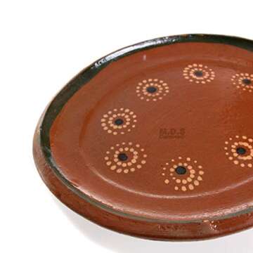 EMATIK Plato De Barro Ovalado 10” Mexican Floral Traditional Handmade Hand-painted Clay Plates Made in Mexico (2 Platos de Barro)