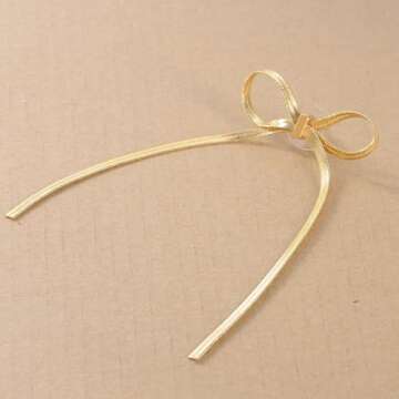 Long Chain Bow Dangle Drop Tassel Earrings for Women Statement Ribbon Fringe Waterfall Dangling Wedding Prom Fashion Jewelry Gift