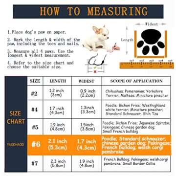 YAODHAOD Dog Shoes for Small Dogs, Anti-Slip Dogs Boots & Paw Protector for Winter Snowy Day, Summer Hot Pavement Dog Booties with Reflective Straps, Cat Dog Shoe for Indoor Hardfloors (Red,6)