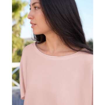 Yioaga Oversized Tshirts for Women Cap Sleeve Loose Fit Summer Tops Casual Crewneck Trendy Plus Size Fashion Basic Tees(Pink,M), Medium