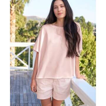 Yioaga Oversized Tshirts for Women Cap Sleeve Loose Fit Summer Tops Casual Crewneck Trendy Plus Size Fashion Basic Tees(Pink,M), Medium