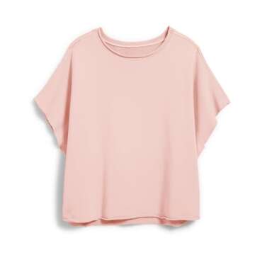 Yioaga Oversized Tshirts for Women Cap Sleeve Loose Fit Summer Tops Casual Crewneck Trendy Plus Size Fashion Basic Tees(Pink,M), Medium