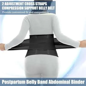 ChongErfei Postpartum Belly Band & Abdominal Binder Post Surgery Compression Wrap Recovery Support Belt (For waistline 32"-38",L, Black)