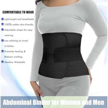 ChongErfei Postpartum Belly Band & Abdominal Binder Post Surgery Compression Wrap Recovery Support Belt (For waistline 32"-38",L, Black)