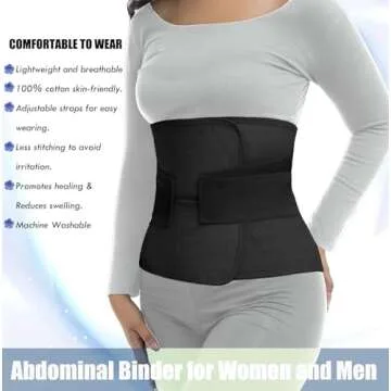 ChongErfei Postpartum Belly Band & Abdominal Binder Post Surgery Compression Wrap Recovery Support Belt (For waistline 32"-38",L, Black)