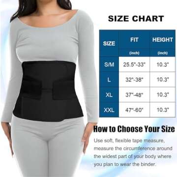 ChongErfei Postpartum Belly Band & Abdominal Binder Post Surgery Compression Wrap Recovery Support Belt (For waistline 32"-38",L, Black)