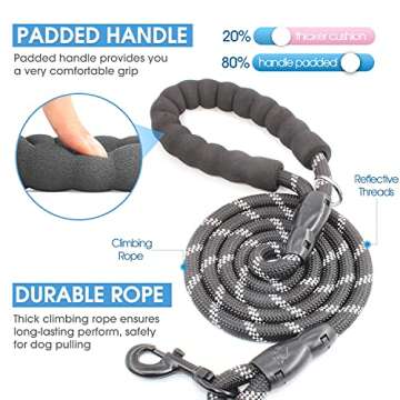 BAAPET 2/4/5/6 FT Dog Leash with Comfortable Padded Handle and Highly Reflective Threads for Small M...