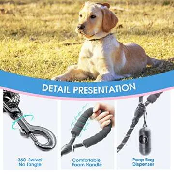 BAAPET 6FT Dog Leash with Padded Handle and Reflective Threads