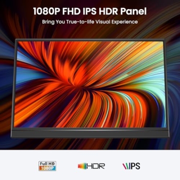 KQC Portable Monitor 15.6" 1080P FHD IPS Display, Ultra-Slim USB-C HDMI Travel Monitor with Kickstan...