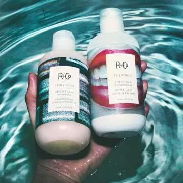 R+Co Television Perfect Hair Shampoo + Conditioner + Cool Wind pH Deluxe Sample | Body + Shine + Smoothing for All Hair Types | Vegan + Cruelty-Free | 8.5 Oz (set of 2)+ .5 Oz Deluxe Sample