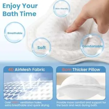 Bath Pillows for Tub, Bath Pillow Luxury Bathtub Pillow for Head and Neck Support, Soft 4D Air Mesh Bath Tub Pillow with Non Slip Suction Cups, Laundry Bag, Spa Gifts Bathtub Accessories for Women Men