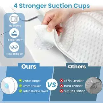 Bath Pillows for Tub, Bath Pillow Luxury Bathtub Pillow for Head and Neck Support, Soft 4D Air Mesh Bath Tub Pillow with Non Slip Suction Cups, Laundry Bag, Spa Gifts Bathtub Accessories for Women Men