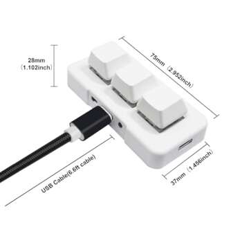 PCsensor 3-Key Mini Keypad 2.4G Wireless USB 2 in 1 Mechanical Gaming Keyboard Hot Key Customized Pr...