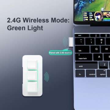 PCsensor 3-Key Mini Keypad 2.4G Wireless USB 2 in 1 Mechanical Gaming Keyboard Hot Key Customized Program with RGB Led for Gaming OSU Office Work